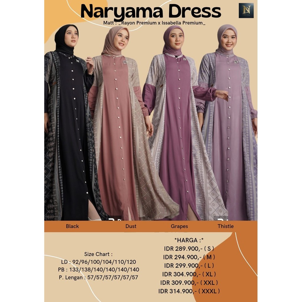NARYAMA DRESS BY NADHEERA LUXURY gamis edisi lebaran 2024