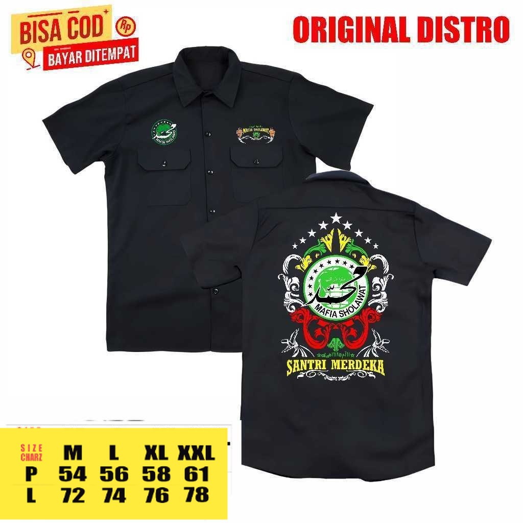 kemeja pendek pria MAFIA SHOLAWAT model terbaru distro - kemeja pendek casual MAFIS SHOLAWAT terbaru