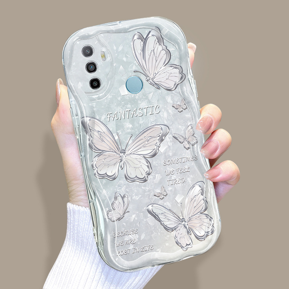 Casing Hp Untuk OPPO A33 A53 2020 Phone Case Handphone Soft Cover Jade Butterfly Kesing Cream Cassin