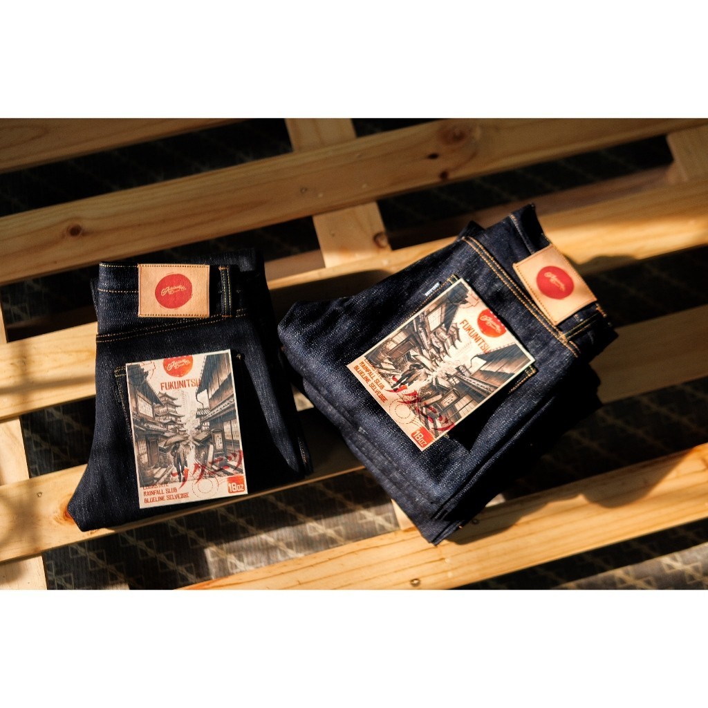 Adelaide Denim | 18oz Fukunitsu Loomstate Rainslub Blueline Selvedge