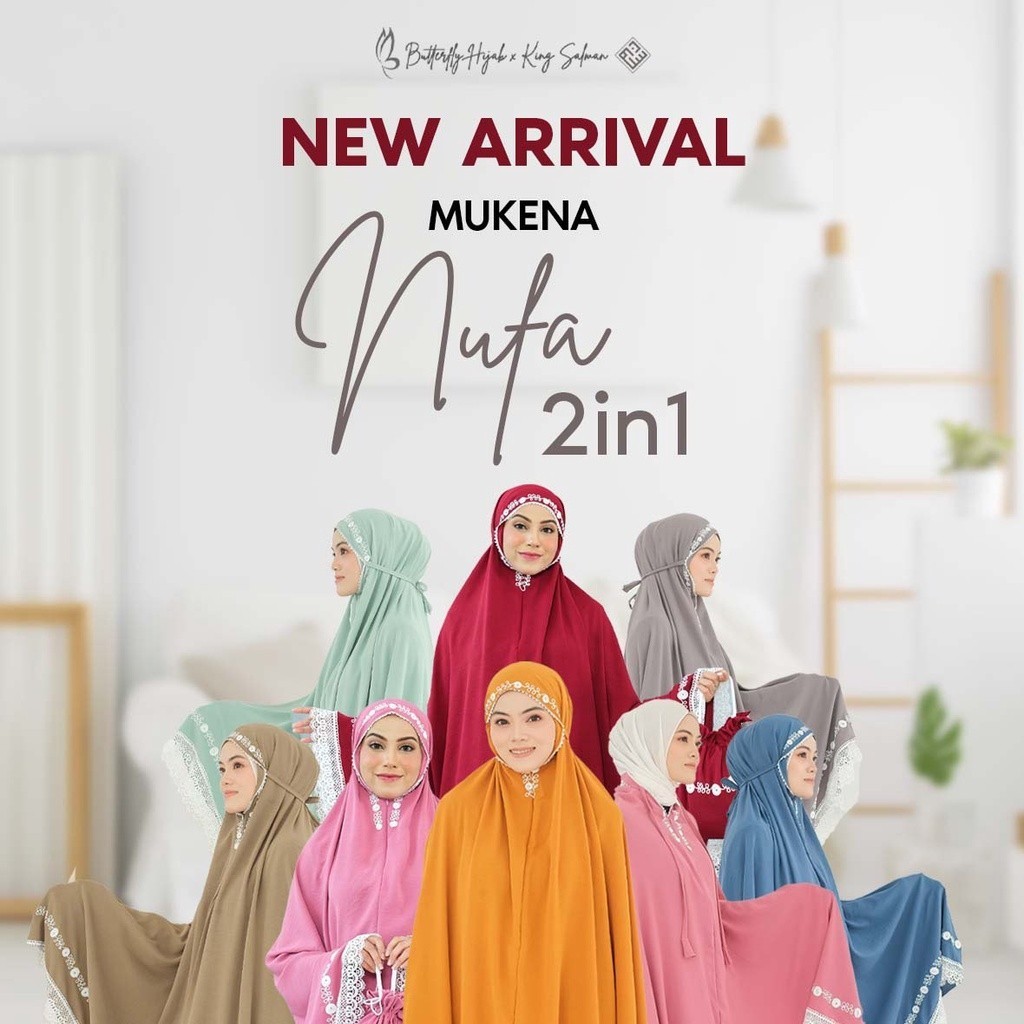 MUKENA NUFA 2 In 1 BUTTERFLY HIJAB MUKENA DEWASA