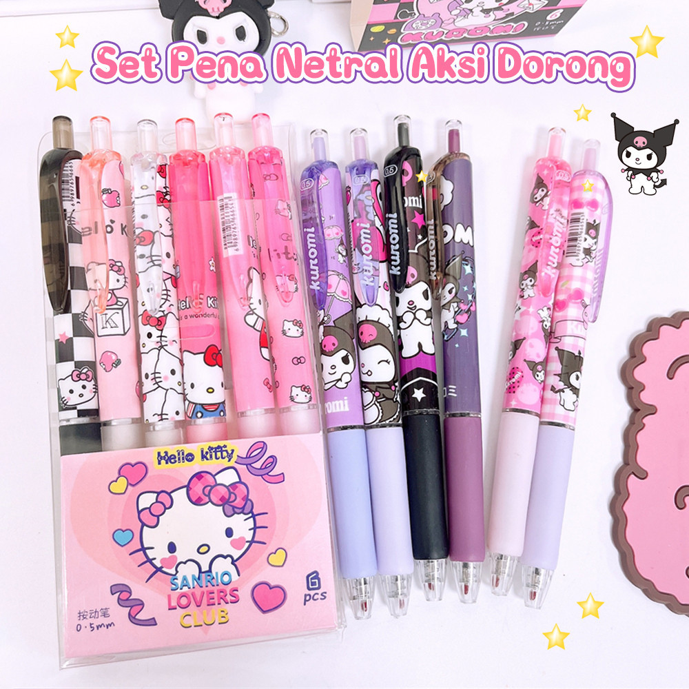 

Kyopta 6PCS Gel Pen Pena Karakter 0.5Mm Gel Pen Pulpen Aesthetic