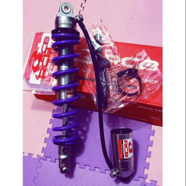 MONOSHOCK  KLX 150 TABUNG PISAH  REBORN FUNGSI MEREK RCB RACING BOY WARNA UNGU PURPLE  405 MM