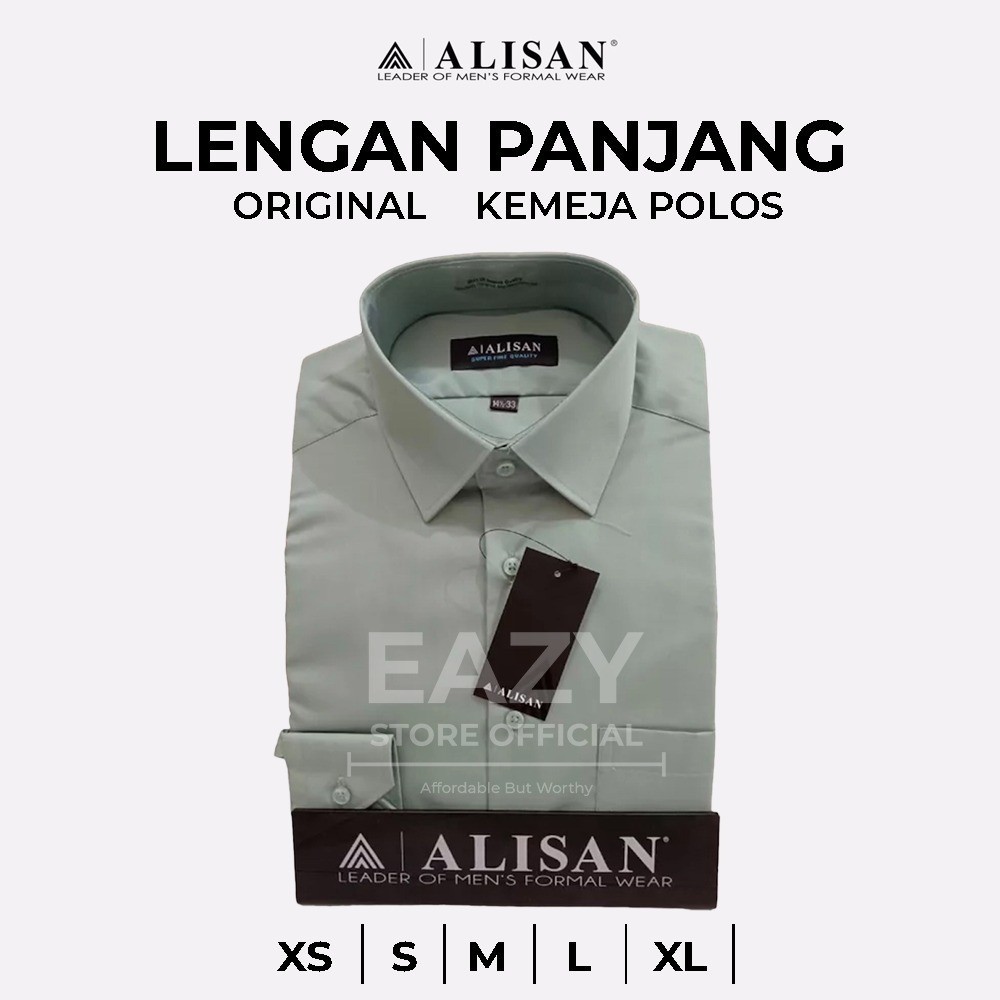 Kemeja ALISAN POLOS REGULER lengan panjang HIJAU SAGE (100% ORIGINAL)