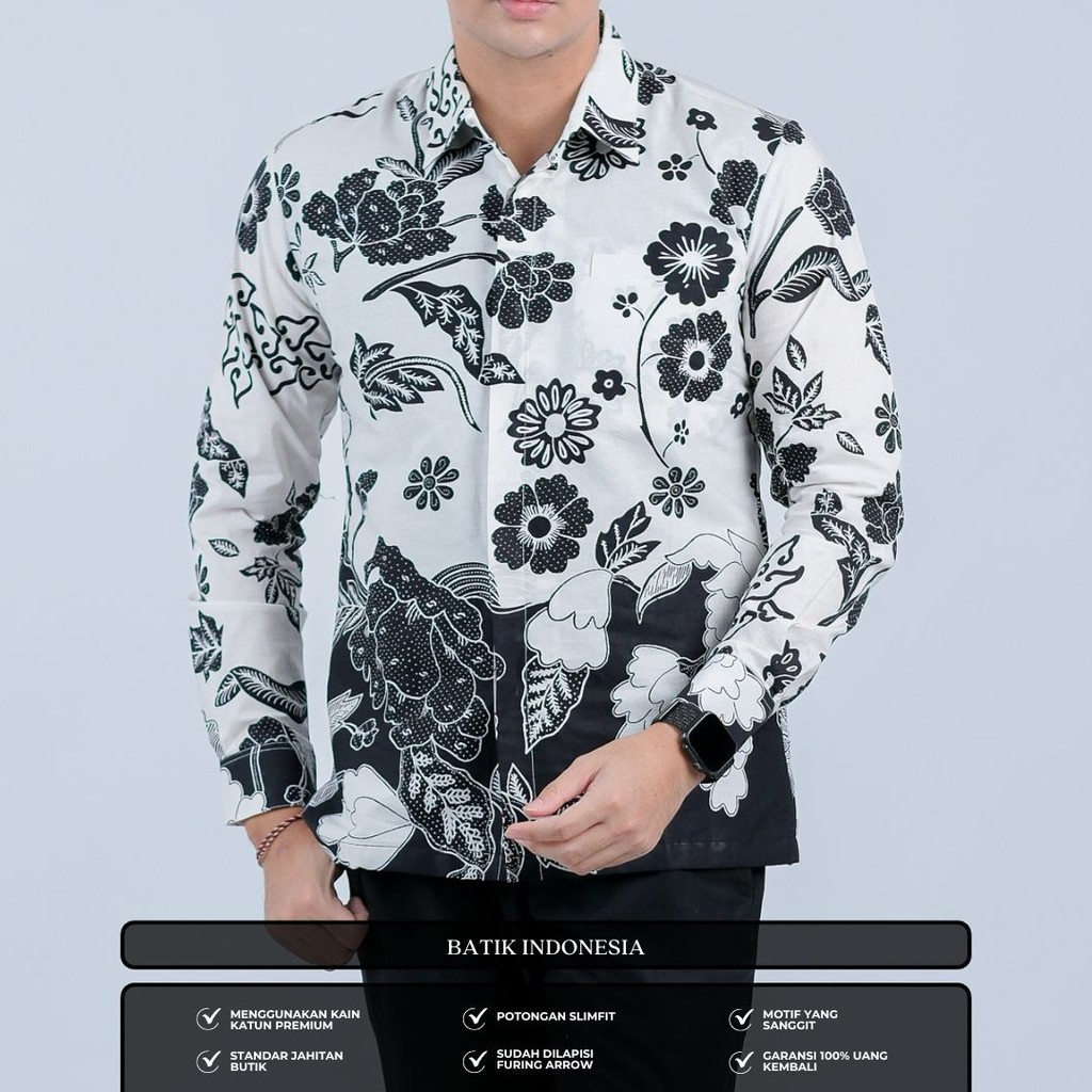 Batik Indonesia Motif Sriwijaya Kemeja Batik Slimfit Lapis Furing idn.id