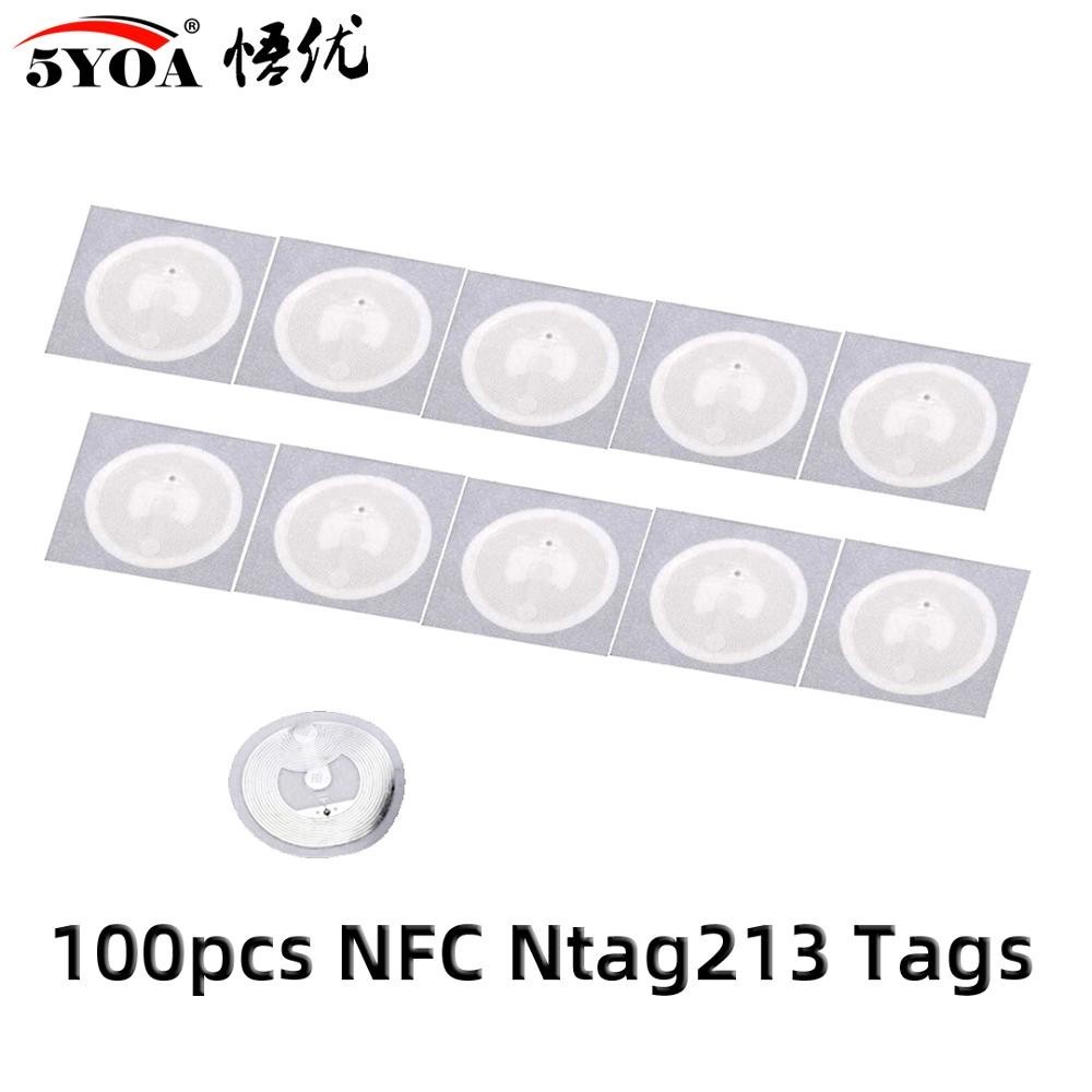 

100pcs NFC TAG Sticker 13.56MHz 213 Universal Label RFID Tag Key Tags Ultralight Token Patrol