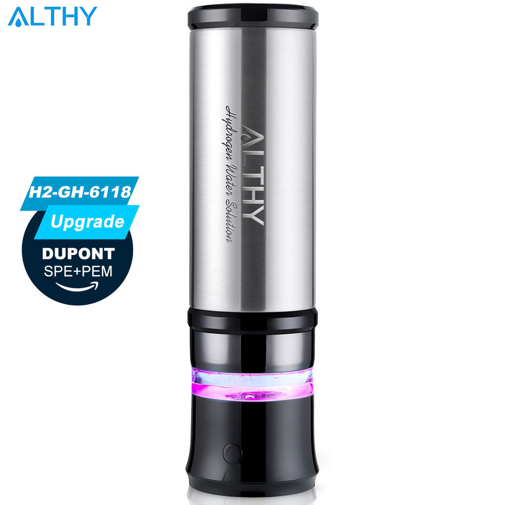ALTHY 2 in 1 Stainless Steel Insulation Hydrogen Water Bottle Generator + Disinfectant Generator - D