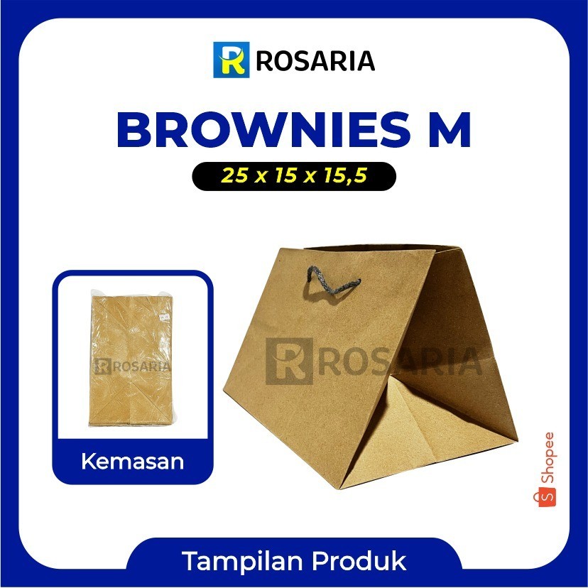 

TAS KERTAS BROWNIES M 25x15x15,5 COKLAT Merk AREMA PaperBag Souvenir Hajatan Kado Hampers Lusinan