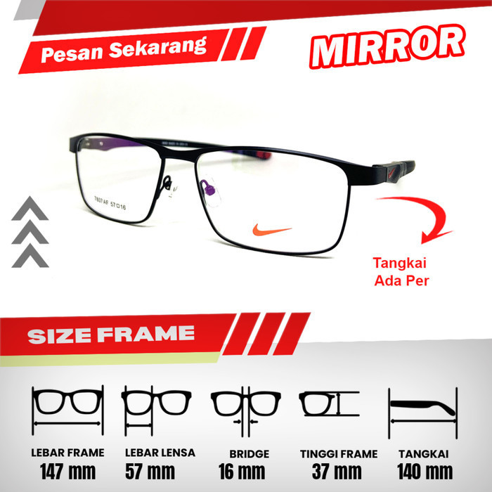 FRAME KACAMATA SPORTY PRIA DAN WANITA NIKE 7807 AF SIZE 57 FULL FRAME LEBAR 147MM