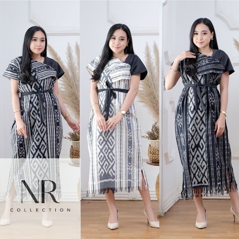 Long dress wanita remaja dewasa midi dress hijab style fashion hijab casual muslim tenun original tr