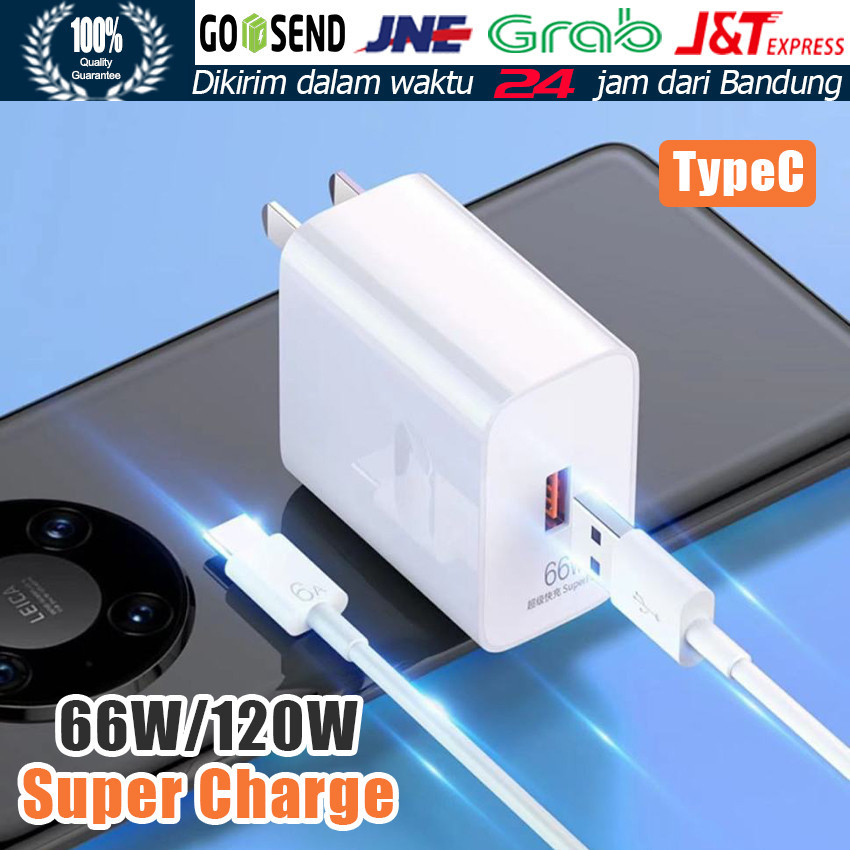 66W/120W Charger Huawei Daya Super Cepat + Kabel Pengisian Cepat 1/2 Meter