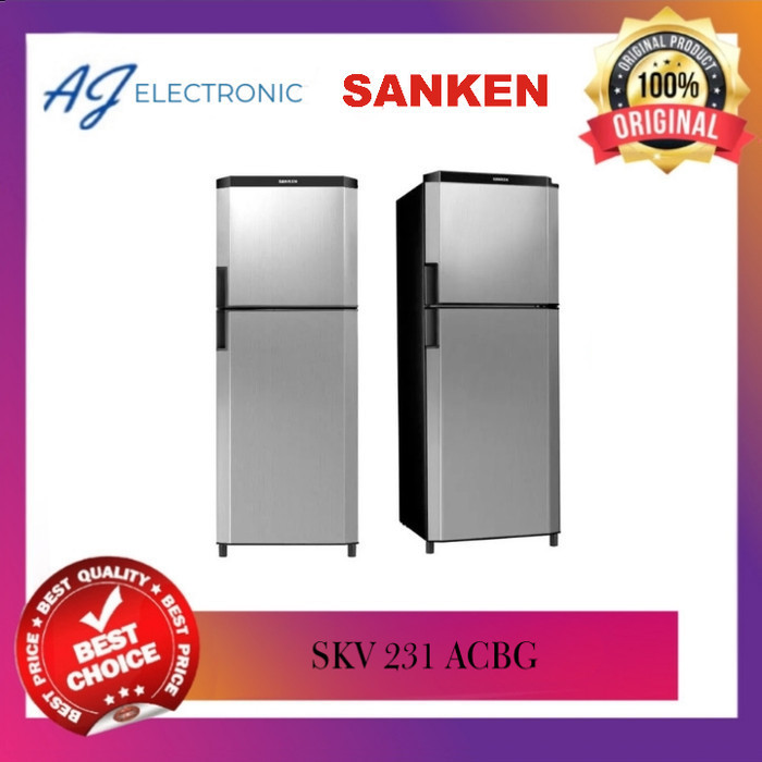 KULKAS SANKEN 2 PINTU EMAS 231 LITER LOW WATT NO FROST SKV 231 ACBG