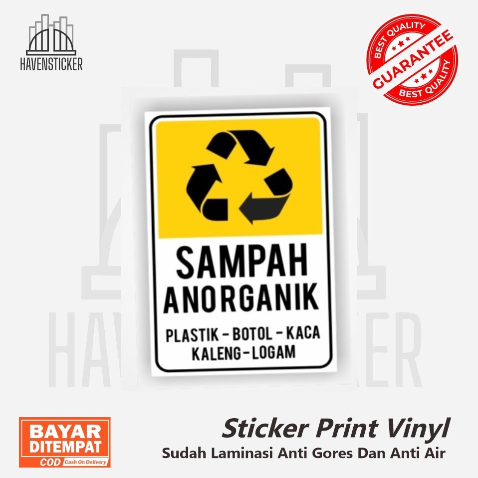 

Stiker vinyl print Penanda Tempat Jenis Sampah Anorganik laminasi glossy anti air