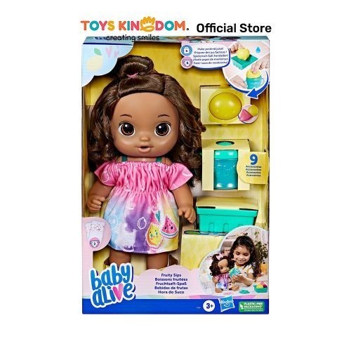 Toys Kingdom Baby Alive Boneka Bayi Fruity Sips Lemon Brown Hair F7357