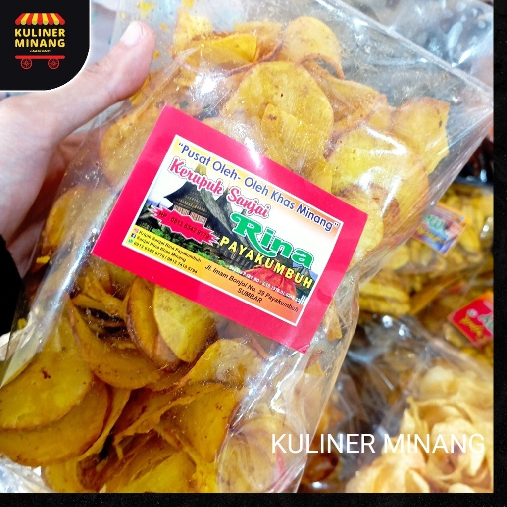 

Kuliner Minang Sanjai bumbu kuning Kunyit rina kabau Minang Oleh Oleh Cemilan Makanan Khas Padang Jajanan Snack