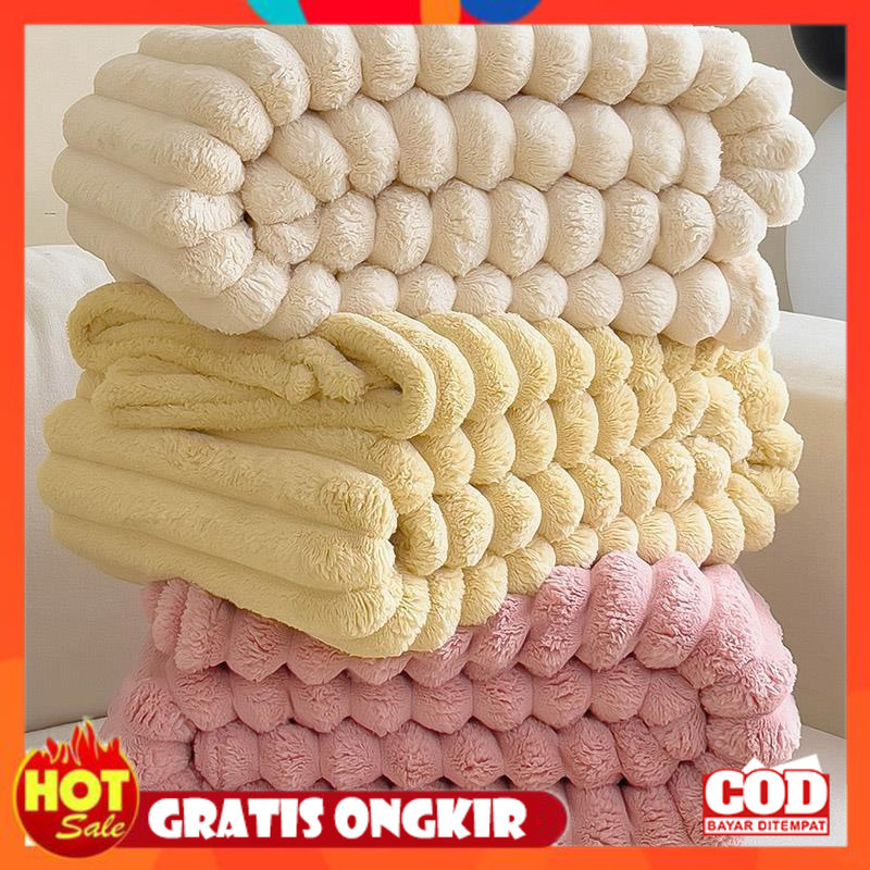 KAIN HALUS ADEM LEMBUT TEBAL / Selimut Bulu Dewasa Tebal Embos 180x200 Super Lembut Impor Berkualita