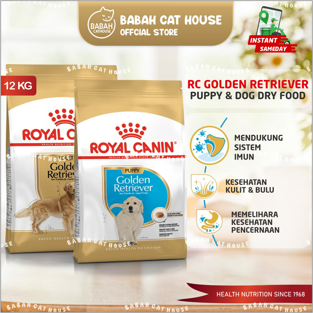 GOJEK GRAB Royal Canin GOLDEN RETRIEVER PUPPY / ADULT 12KG RC Dog Food Makanan Anak Dewasa Anjing Ke