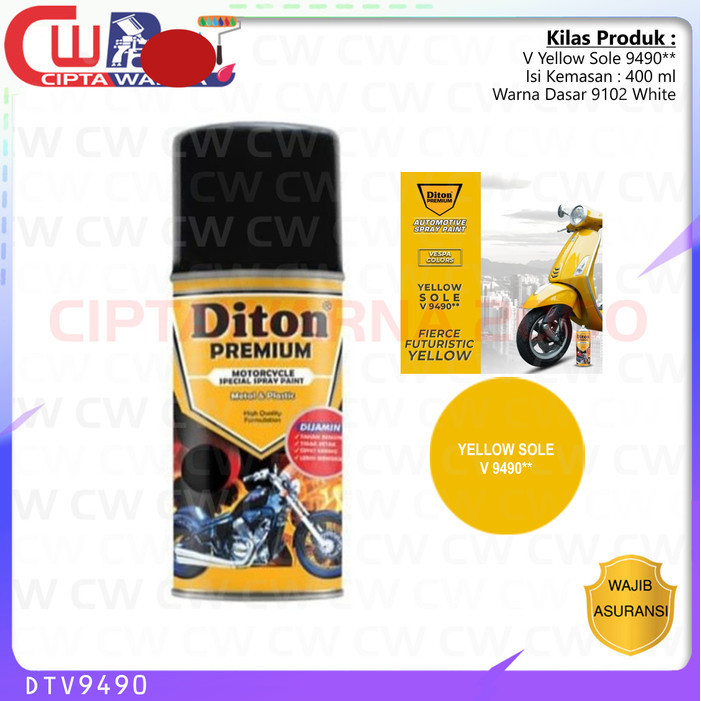 Cat Semprot Diton Premium Vespa Color Kuning Yellow Sole V 9490** - CwTc