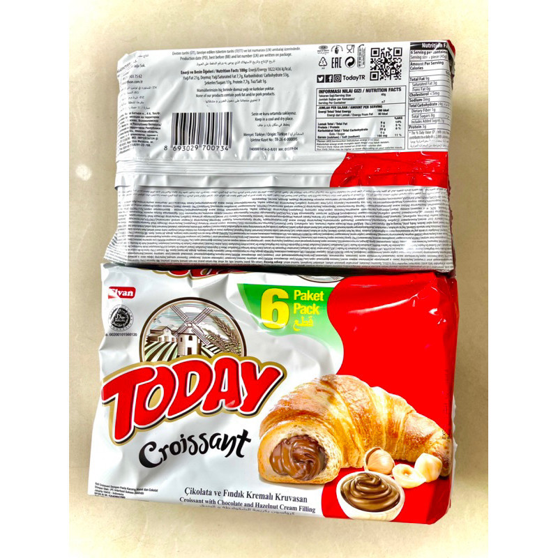 

Roti Croissant Coklat Kacang Hazel Chocolate Hazelnut 40g Turkey khas Oleh Umroh Haji