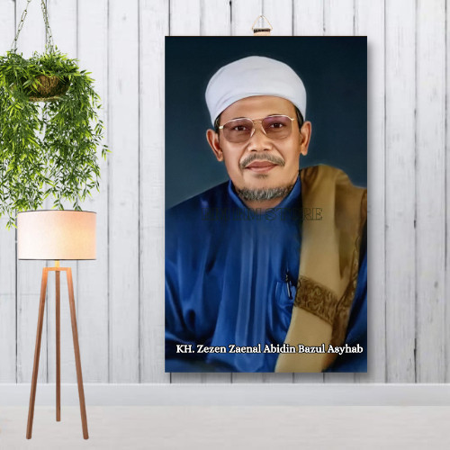 BINGKAI + FOTO KH. ZEZEN ZAINAL ABIDIN  HIASAN DINDING WALLDECOR POSTER KAYU PAJANGAN RUMAH - WALL H