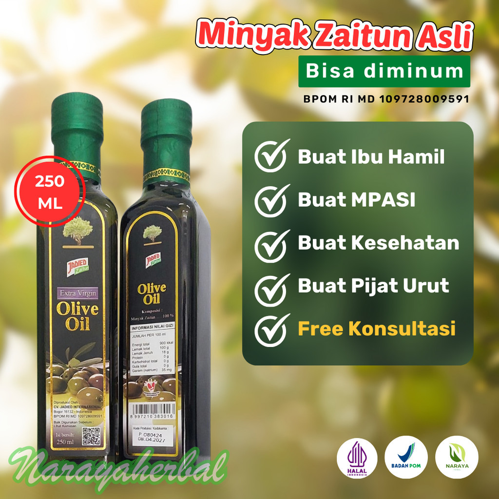 

JADIED Minyak Zaitun Extra Virgin Asli Bisa Diminum Wajah Rambut