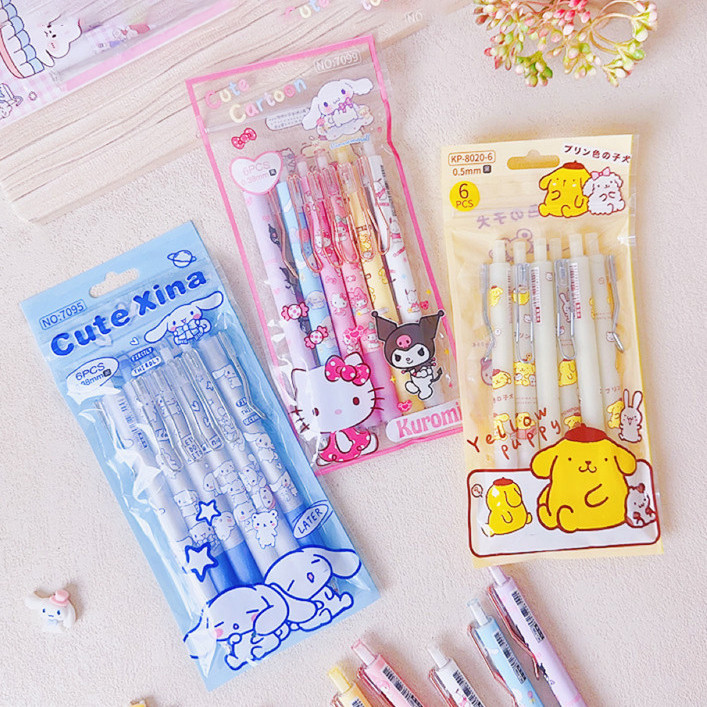 

TERFAVORITE PULPEN GEL MEKANIK 1SET ISI 6PCS / PULPEN MEKANIK MOTIF CINNAMONROLL