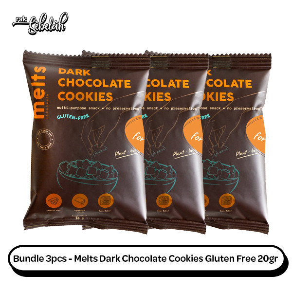 

Bundle 3pcs Melts Dark Chocolate Cookies 20g - Gluten Free | Vegan | Plant Based | Snack Cokelat | Kukis Sereal