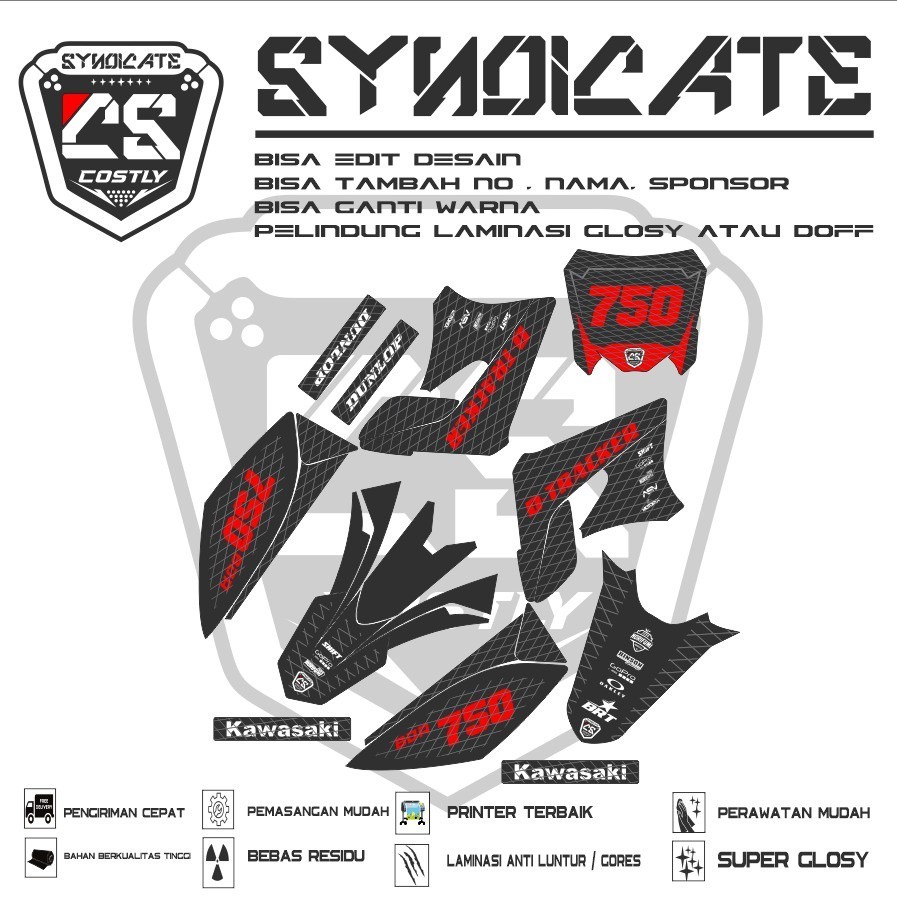 Decal/Stiker klx old/ crf 150L WR155/Gordon/ D'Tracker /KLX BF full body(Bisa ganti warna+nama+no)