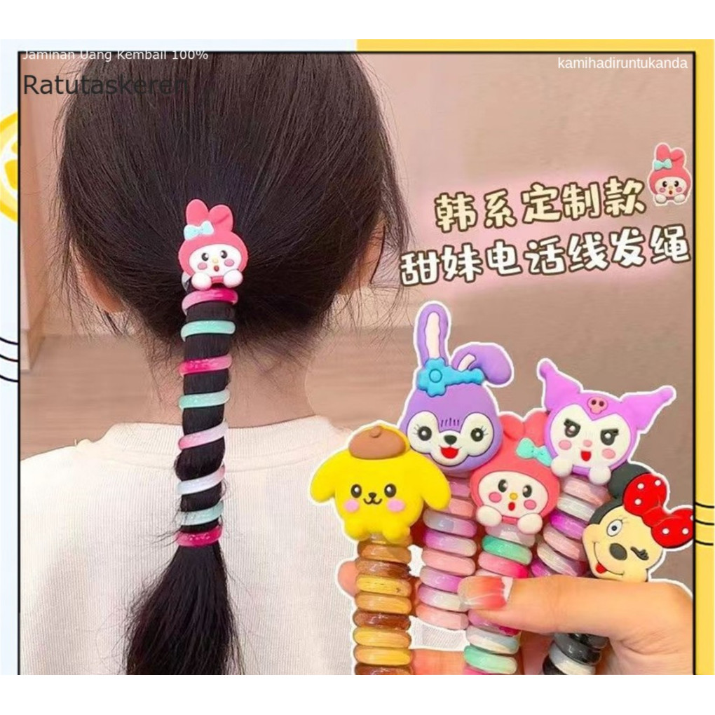 Ikat Rambut Macca Spiral Aksesoris Kunciran Rambut Anak Perempuan Aksesoris Ponytail Fashion Korea K