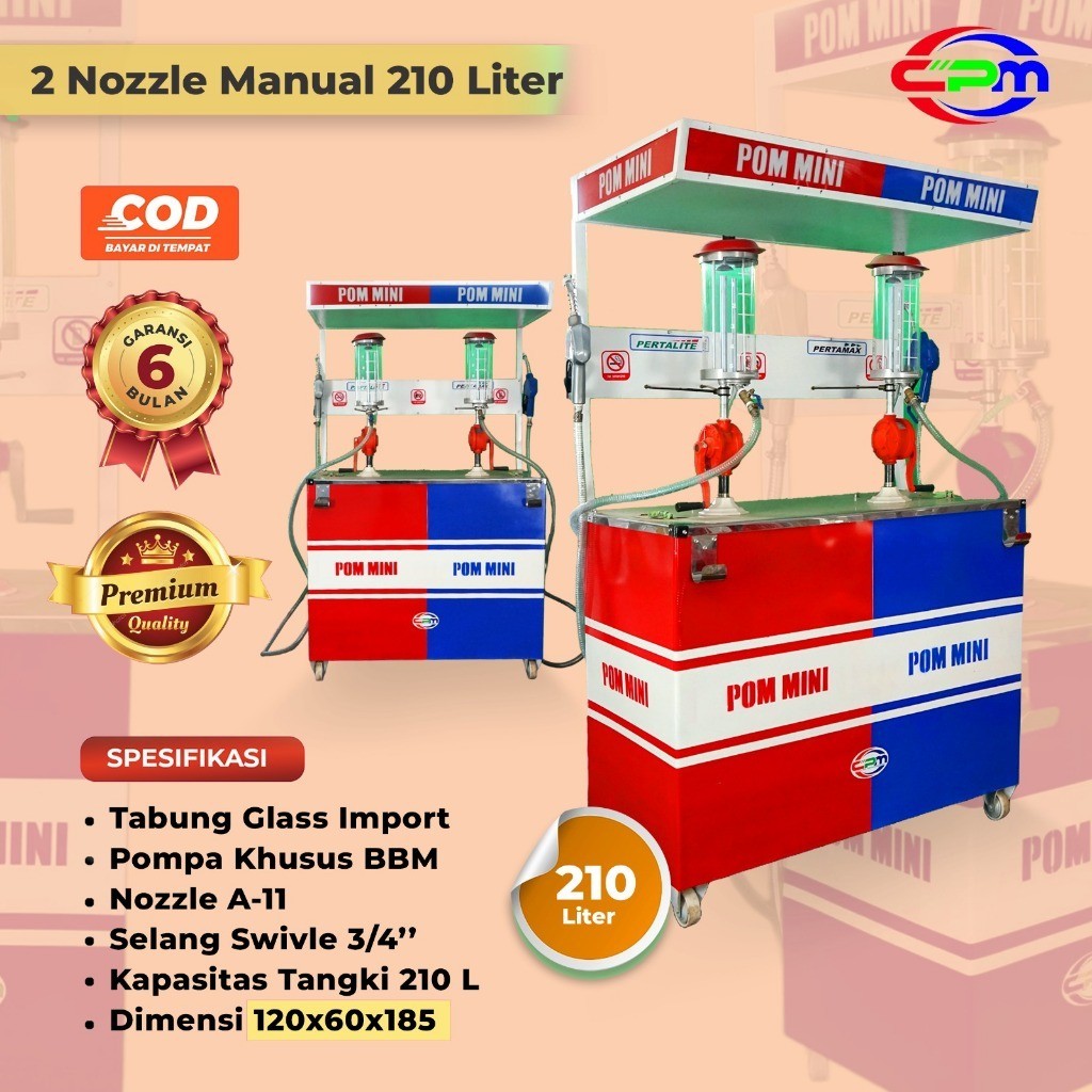 Pusat Pom Mini -Pertamini Manual 2 Nozzle 2 x 210 Liter