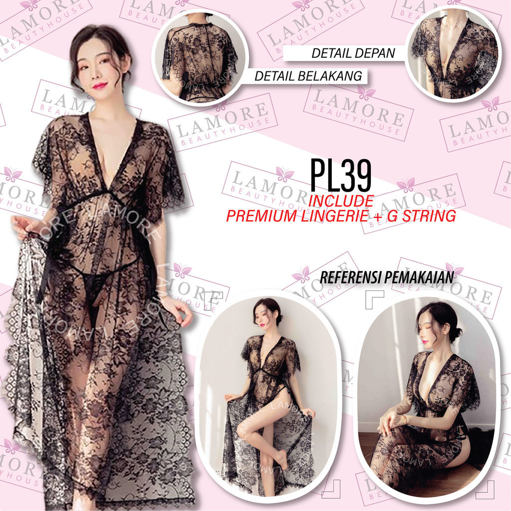 Lingerie Jumbo Model Batwing Baju Tidur Wanita Lace Hitam Pl39