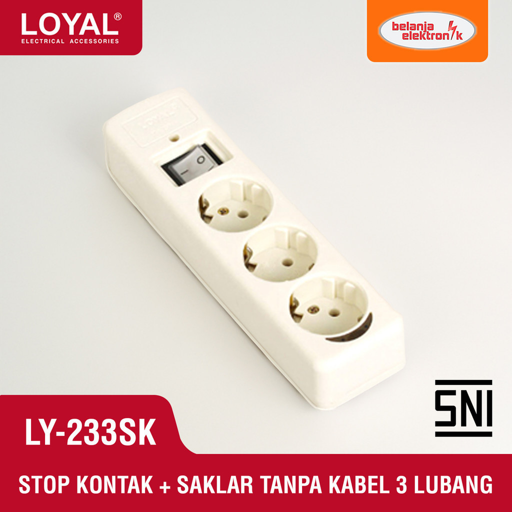 LOYAL STOP KONTAK  SAKLAR TANPA KABEL 3 LUBANG LY-233SK