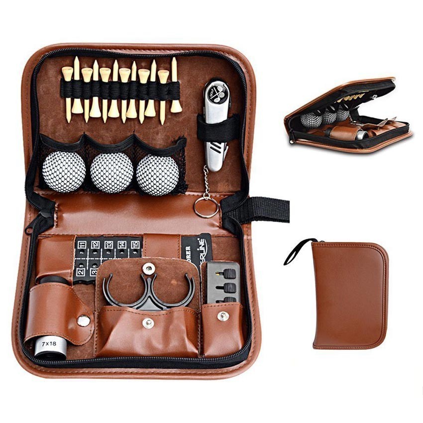 PROMO TERBARU TAS BOLA GOLF KULIT MULTIFUNGSI TAS ALAT GOLF TOOL BAG POUCH BALL BAG GOLF HARDCASE