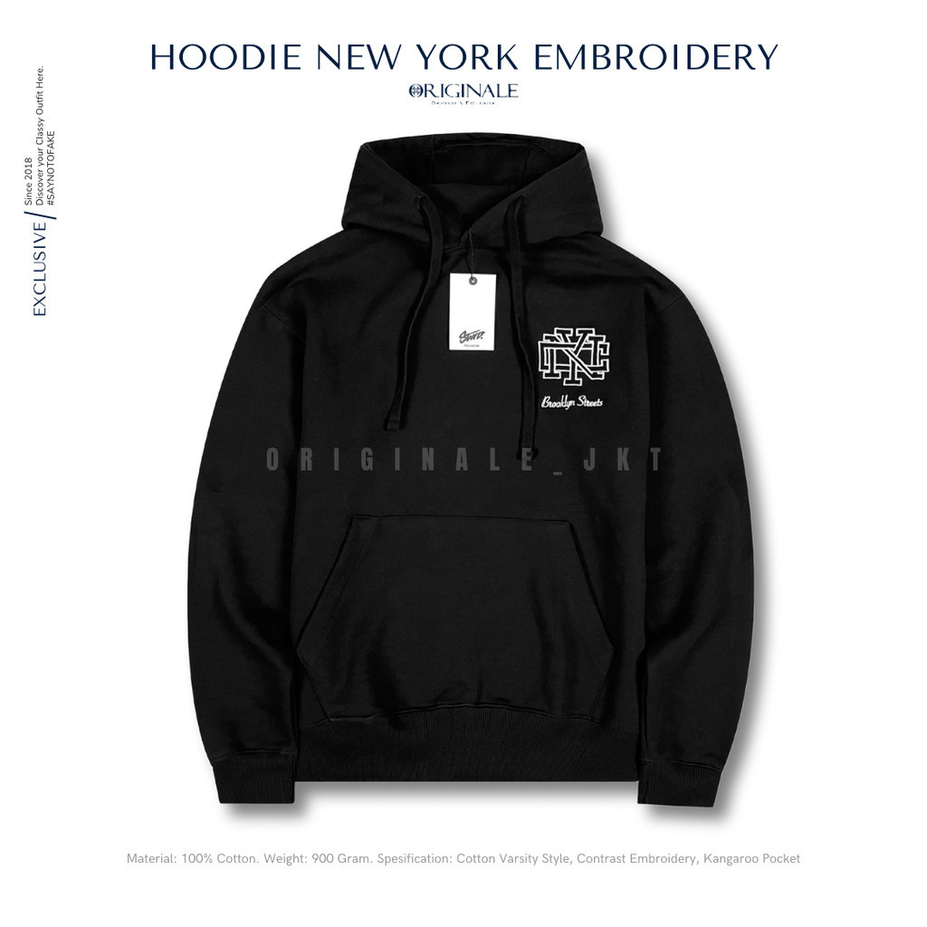 Hoodie Pria New York Embroidery by PNB - Black
