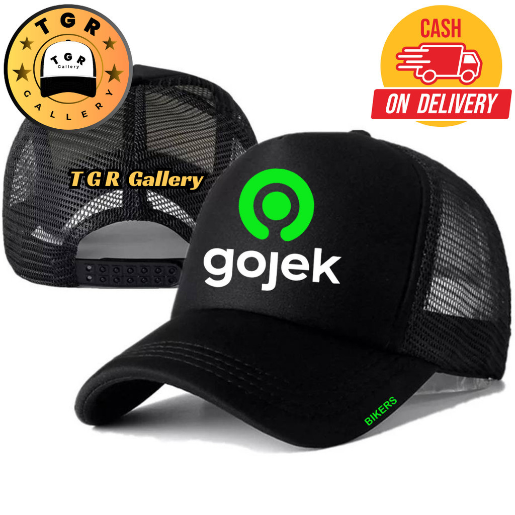TGR Gallery Topi Trucker GOJEK - Topi Distro GOJEK Logo - Topi OJOL GOJEK Premium - Topi Pria Dewasa
