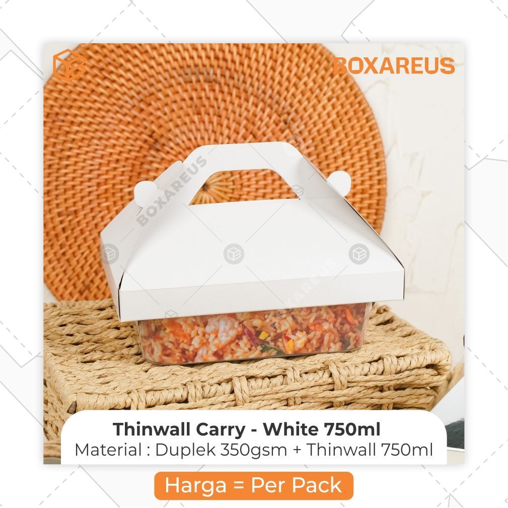 Box Take Away Thinwall Rectangle 750ml Kotak Makanan | FP Thinwall Carry - White 750ml