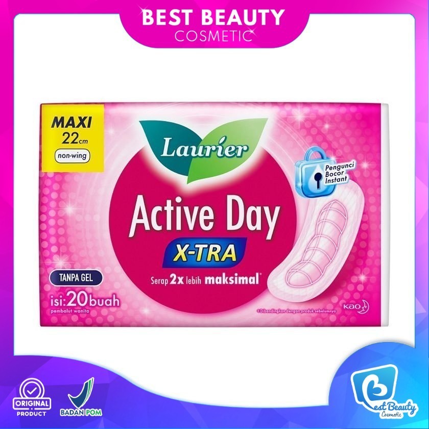 LAURIER Active Day Super Maxi Non | Wing Active Day Pembalut | Laurier Pembalut Siang | Best Beauty 