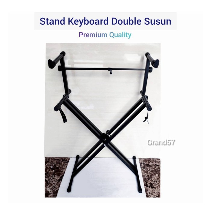 Stand Keyboard Piano Double 2 Susun dua Rak Tingkat Tiang Stand