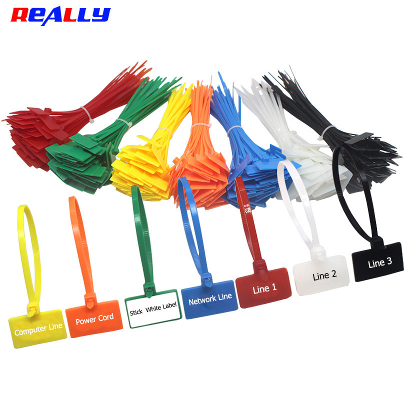 

100pcs Easy Mark 4*150mm Nylon Cable Ties Tag Labels Plastic Loop Ties Markers Cable Tag Self-locking Zip Ties
