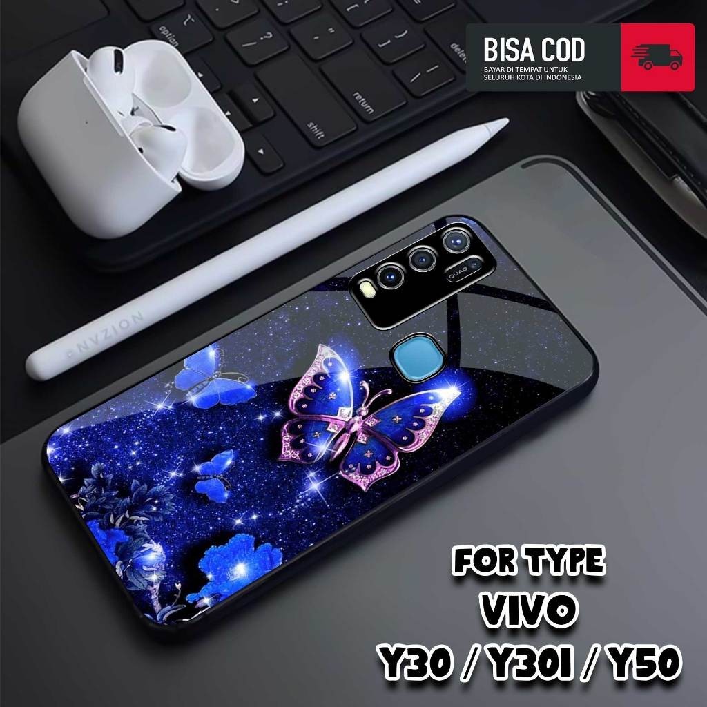 Heavencase , Hardcase Glossy , Case VIVO Y30 / VIVO Y30i / VIVO Y50 -  MOTIF BUTTERFLY - Hardcase Pr