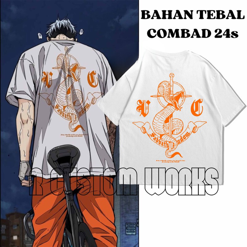 Kaos Sabbath Crew Joker Gold T Shirt Baju Wind Breaker Komik Manhwa outfit Bahan tebal combad 24s Ka