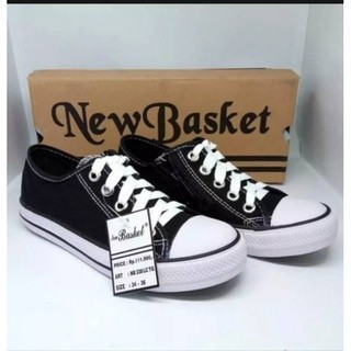 Sepatu Sekolah NEW BASKET HITAM PUTIH 100% ORIGINAL ( PENDEK / LC ) - 39