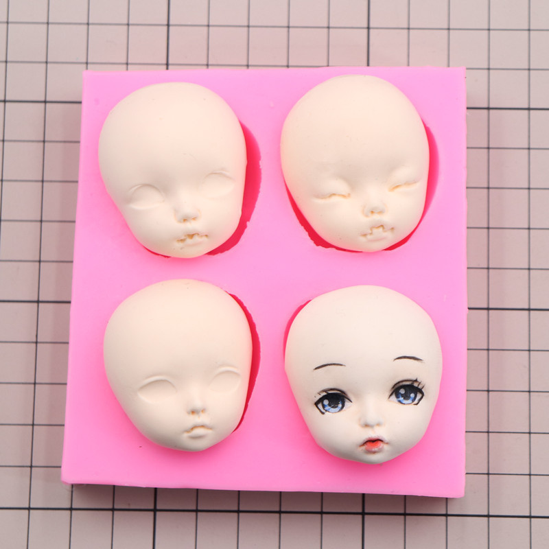 4 in 1 Resin Fondant Ultra Light Clay Face Mold Clay Crystal White Jade Pudding Silicone Face Mold T