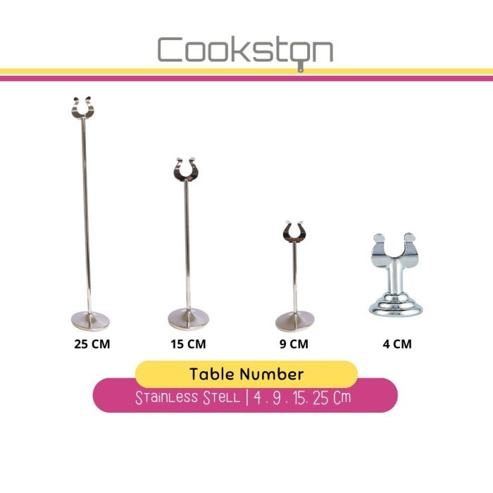 

[KUALITAS TERBAIK] Stand Card Holder /Table Number Menu /Tiang Nomor Stainless Stell 304 - H. 4cm