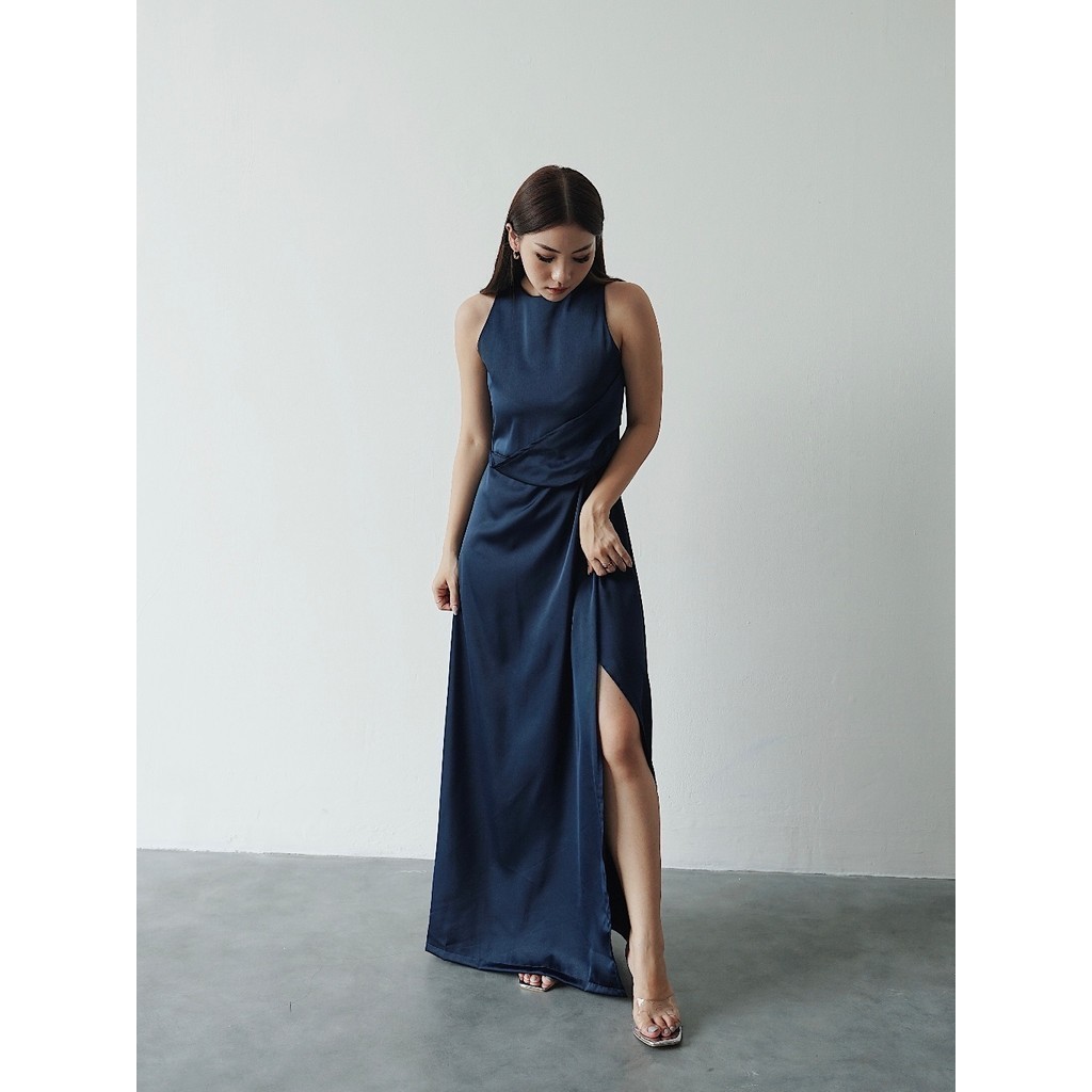 Natal Dress Phoebe Maxi Dress | Long Party Dress Satin Wanita Gaun Gereja DRS D005