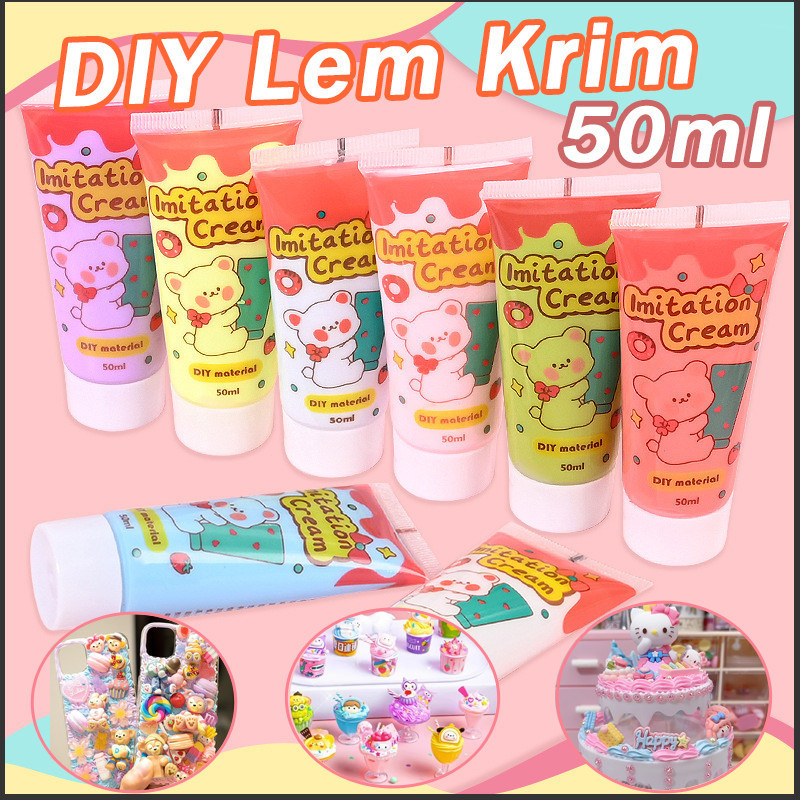 

(Free Spuit) Deco Cream 50ml Liquid Clay DIY Hias Case Frame Lem Deco Krim Resin Clay Lem DIY, Deco Cream,Glue Resin DIY