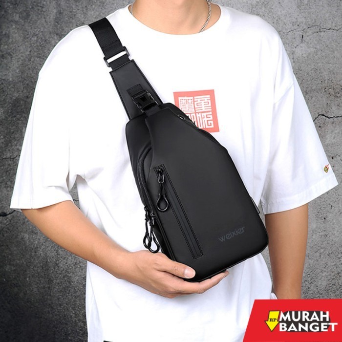 tas selempang pria kekinian WEIXIER XB301 Tas Selempang Pria Anti Air - Black