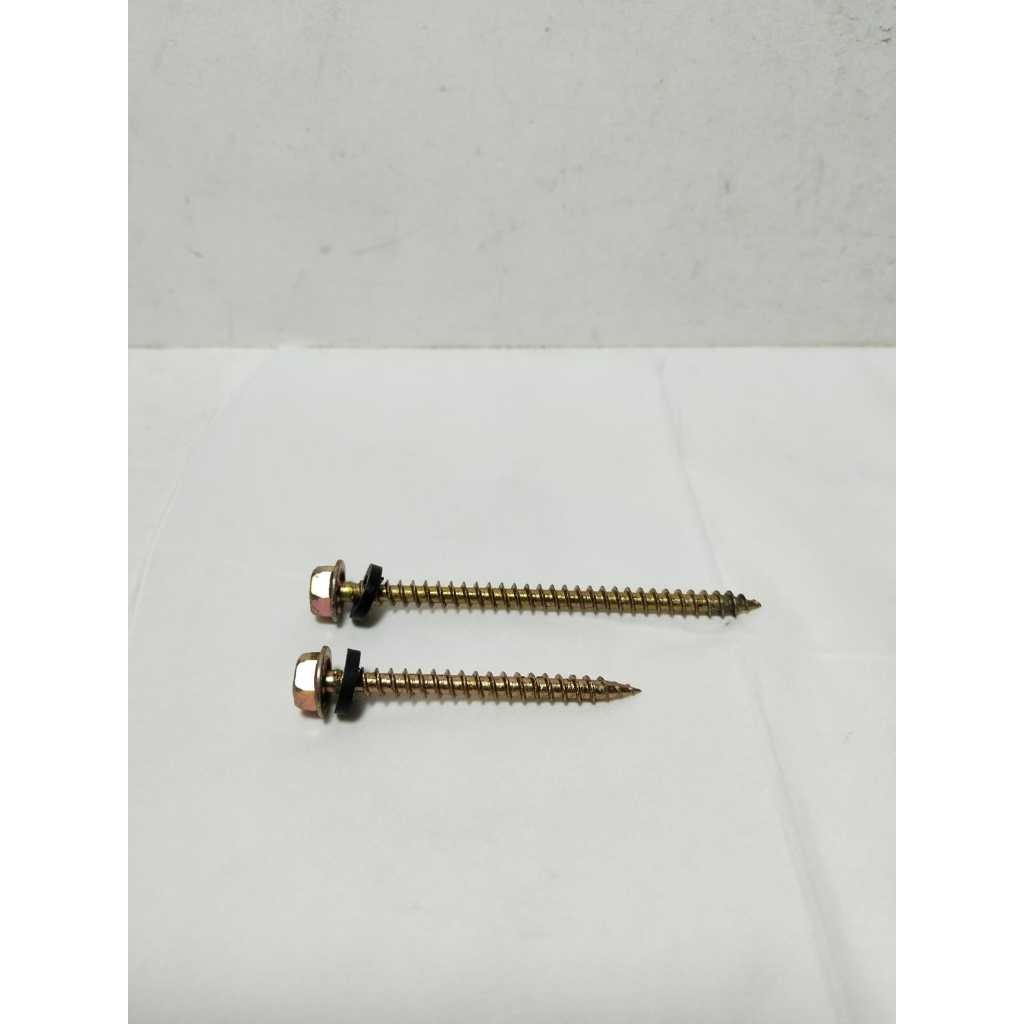 DRILLING DRAT KAYU 12X50MM Baut Sekrup Skrup Self Drilling Roofing Kayu Hexagon