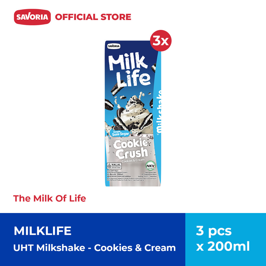 

MilkLife UHT Milkshake Cookies Cream - Susu Rasa Kukis Krim 3 Pcs x 200ml