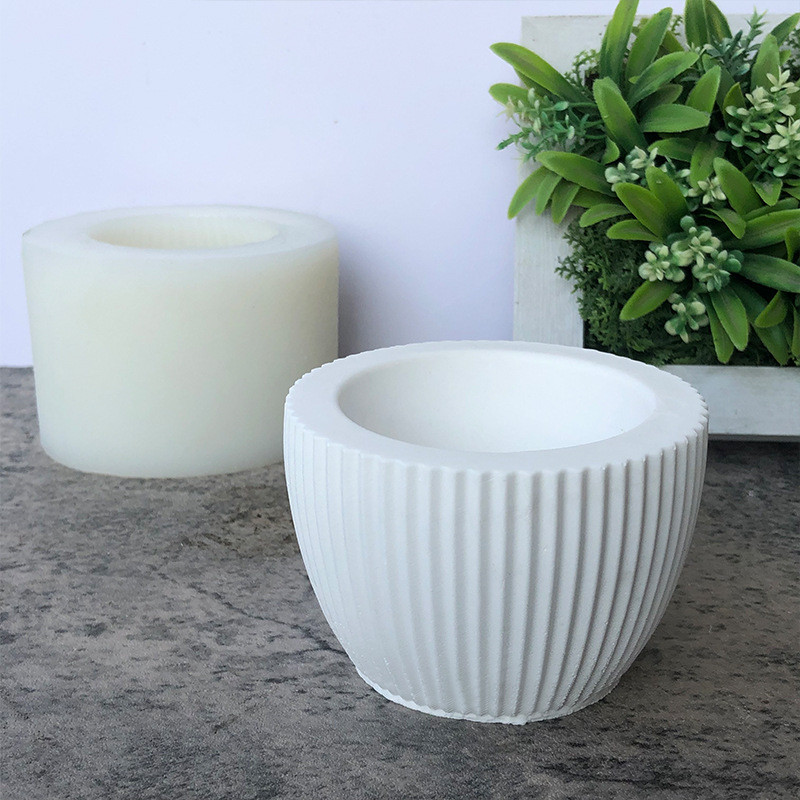 

Striped Circular Flower Pot Gypsum Silicone Mold Succulent Flower Pot Cement Drip Glue Flower Potted Ornament Candle Cup Mould
